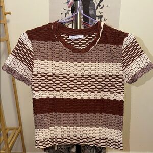 Striped Brown and Cream Women Top